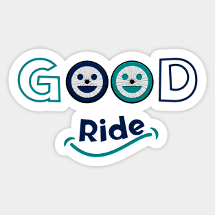 Phrase Good cycling route. Motivational phrase for cycling lovers. Sticker